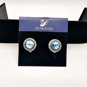 Swarovski Emblema Blue Crystal Earrings - Clip on